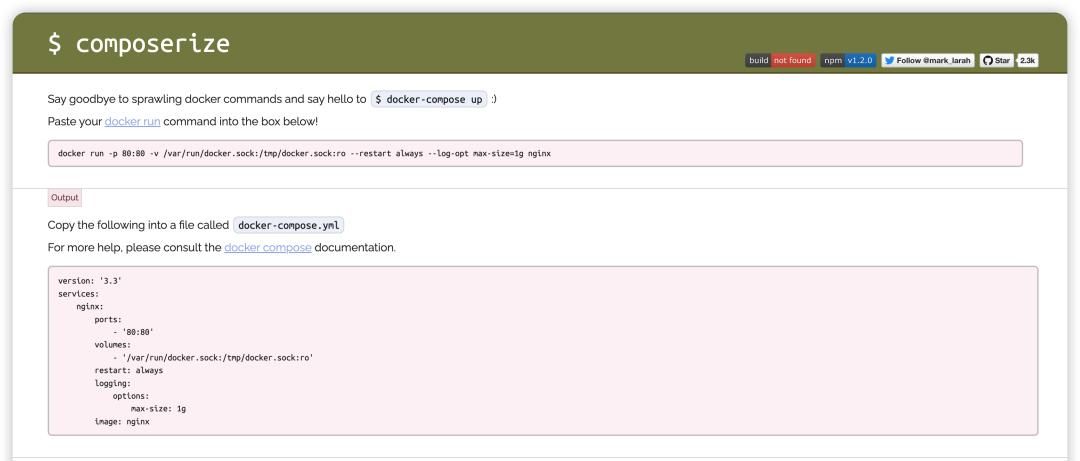 天下再无难部署的Docker Compose——docker run命令一键转化 - 宋马社区
