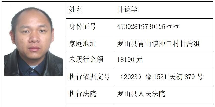 信阳法院曝光失信被执行人信息，有线索请举报（31人）