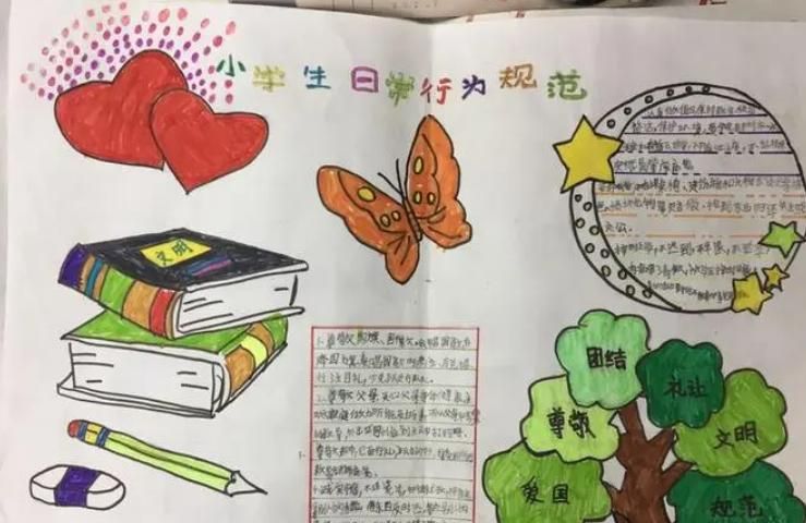 小学生日常行为规范手抄报怎么写简单又美丽