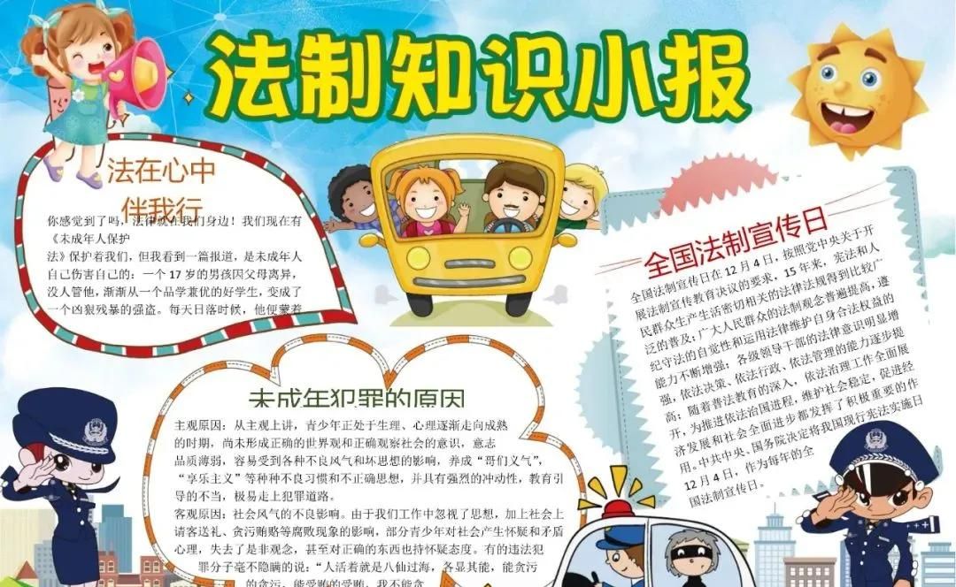 53张宪法手抄报合集：成长路上与法同行，一起学法守法！