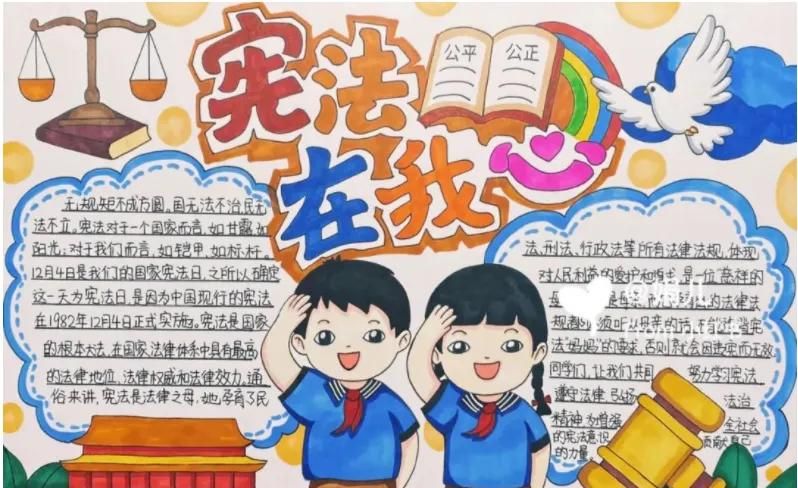 53张宪法手抄报合集：成长路上与法同行，一起学法守法！