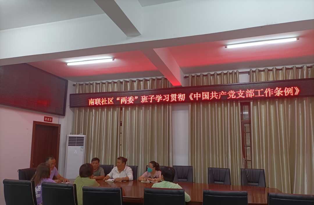 南联社区组织“两委”干部学习了《中国共产党章程》、《中国共产党支部工作条例》、《中国共产党宣传工作条例》