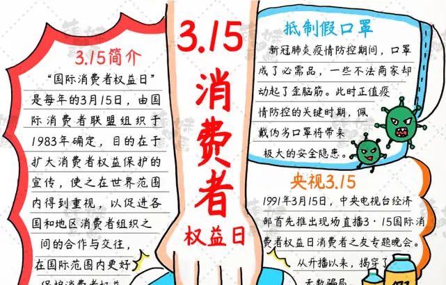 简单的315消费者权益日手抄报模板，抵制假冒伪劣产品，从我做起