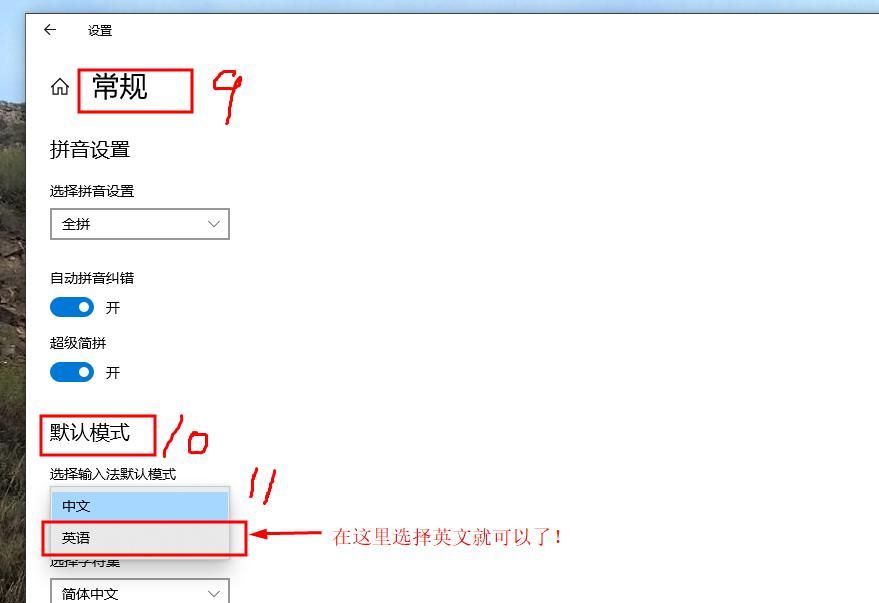 在win10系统下怎么设置输入法默认模式为英文？