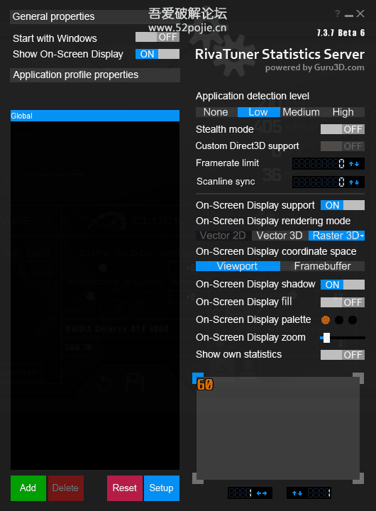 微星小飞机 MSI afterburner 4.6.6-B5主界面与内置RTSS完全汉化包