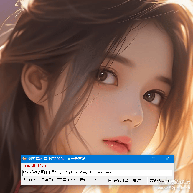 原创：2025.1.22更新208K【窝小启】可倒计时的自动批处理小工具