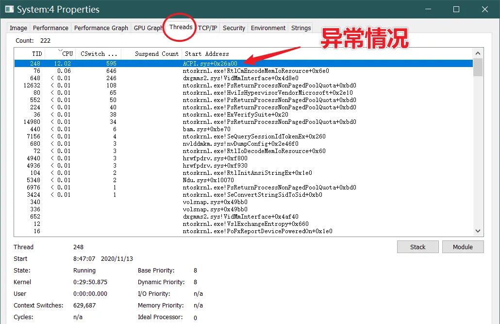 Windows10系统中system进程占用25%左右的cpu资源（占用一整个cpu核心/线程）