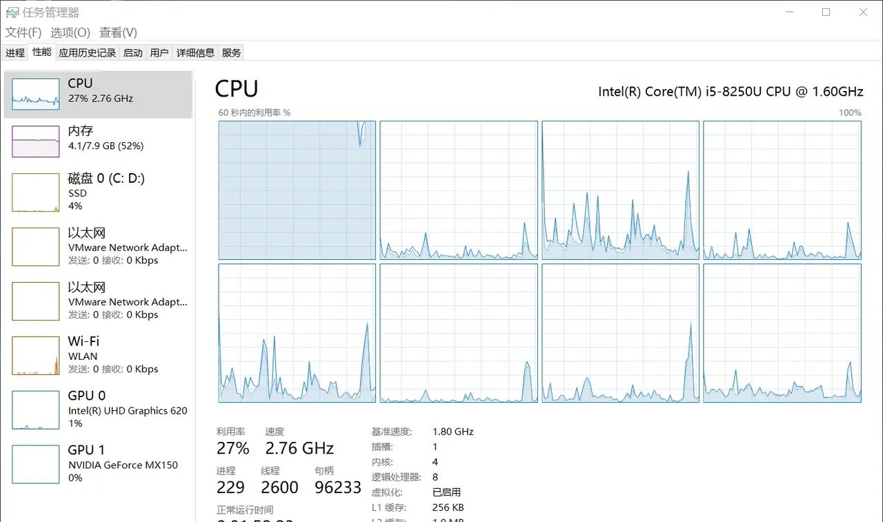 Windows10系统中system进程占用25%左右的cpu资源（占用一整个cpu核心/线程）