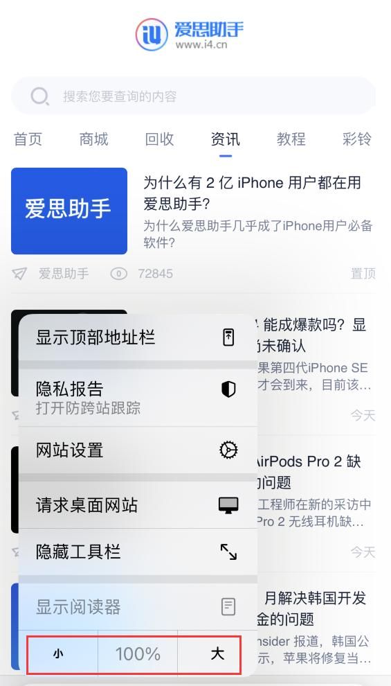 苹果 iPhone 14 系列机型如何自定义浏览器设置?