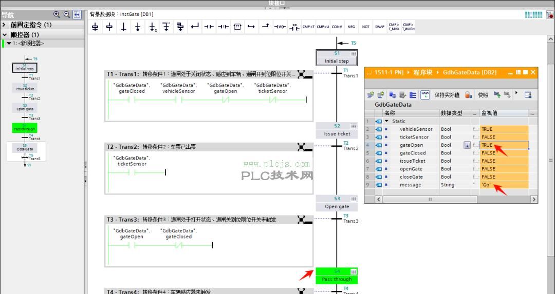[西门子PLC] TIA Portal GRAPH (SFC) 语言编写停车场道闸的控制系统