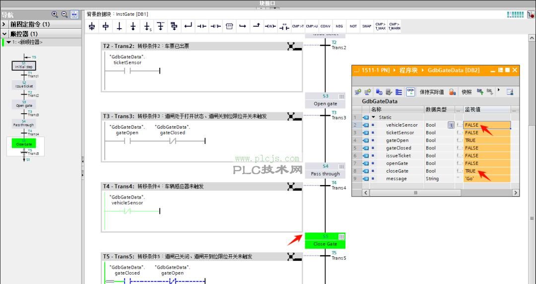 [西门子PLC] TIA Portal GRAPH (SFC) 语言编写停车场道闸的控制系统