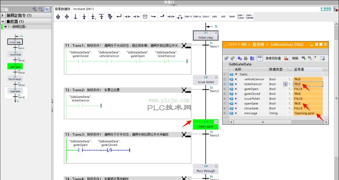 [西门子PLC] TIA Portal GRAPH (SFC) 语言编写停车场道闸的控制系统