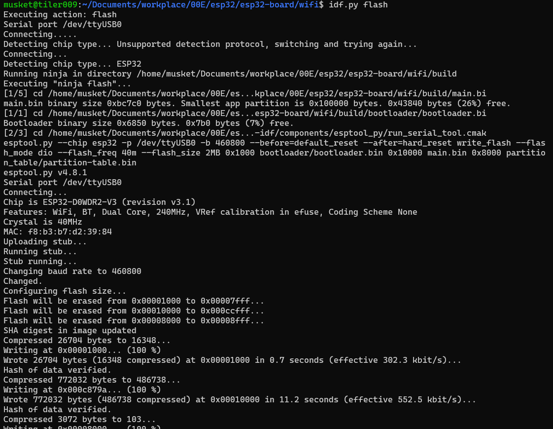 esp32 idf.py flash 烧录过程日志分析 - 宋马