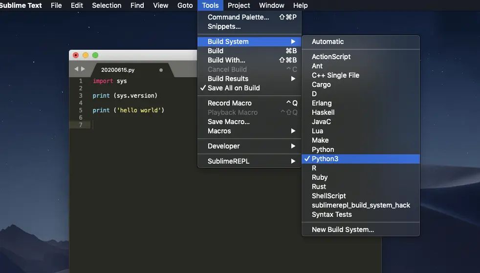 Mac Sublime Text3 配置 python 交互开发环境及快捷键设置 - 宋马