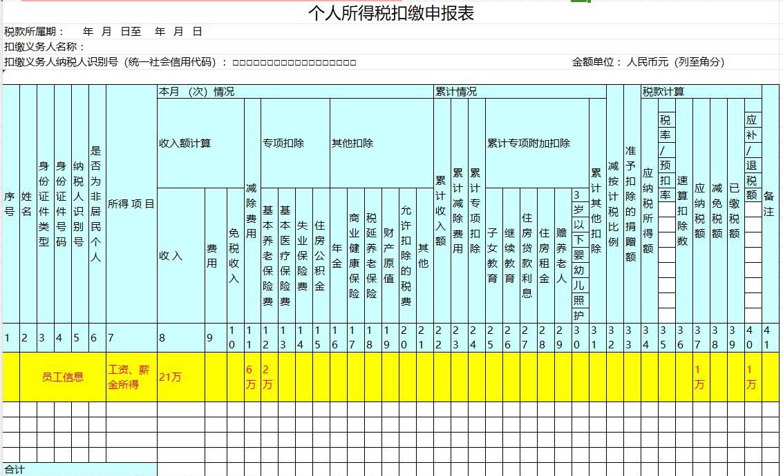 工资薪金所得申报个人所得税操作指引，附个税申报表及自动计算