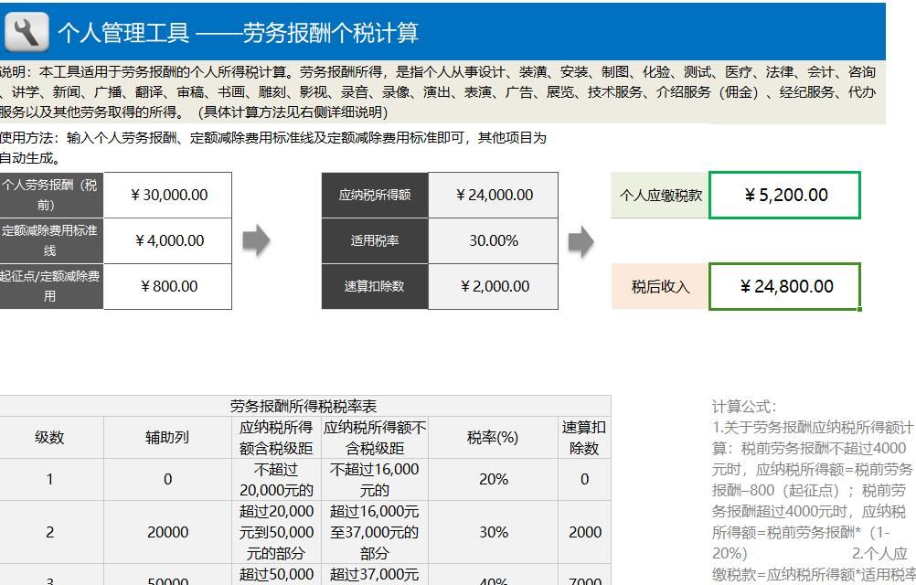 工资薪金所得申报个人所得税操作指引，附个税申报表及自动计算