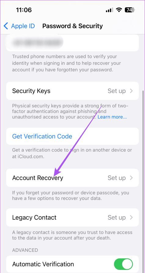 如何在 iPhone 上设置 Apple ID 帐户恢复