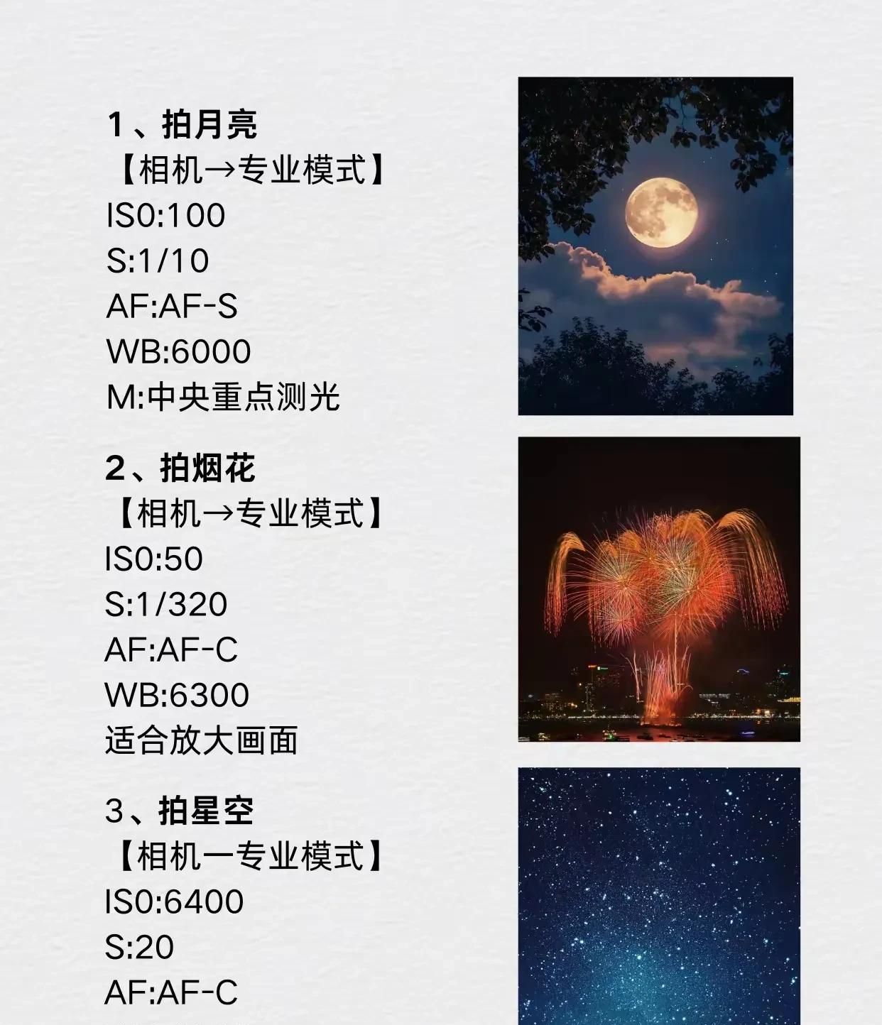 华为手机拍照12个公式，专业模式参数。