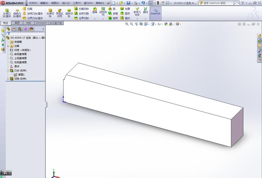SolidWorks软件三维建模实例17-齿条