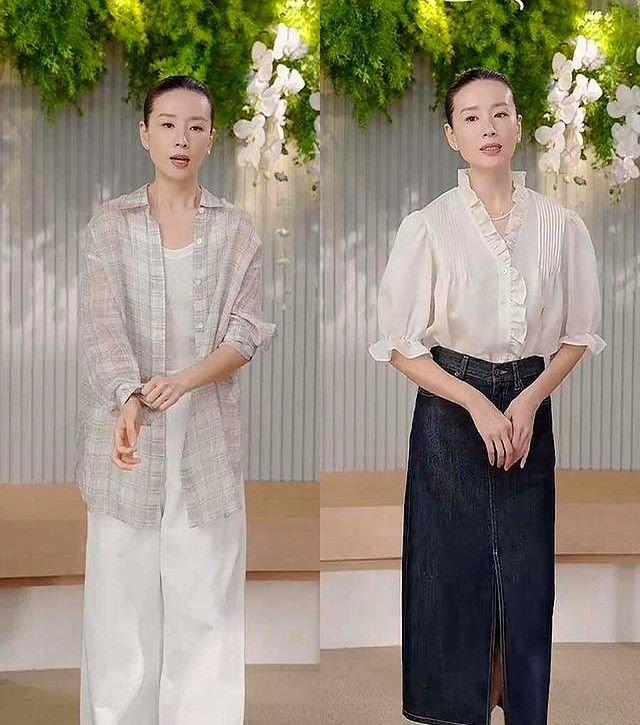 被董洁直播间的“夏装”惊艳到了：衣服简约素淡，却优雅高级