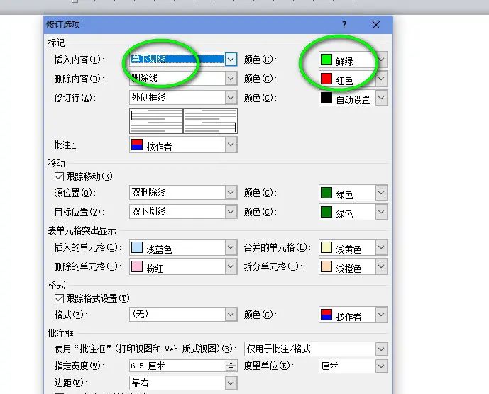 word修订选项的设置