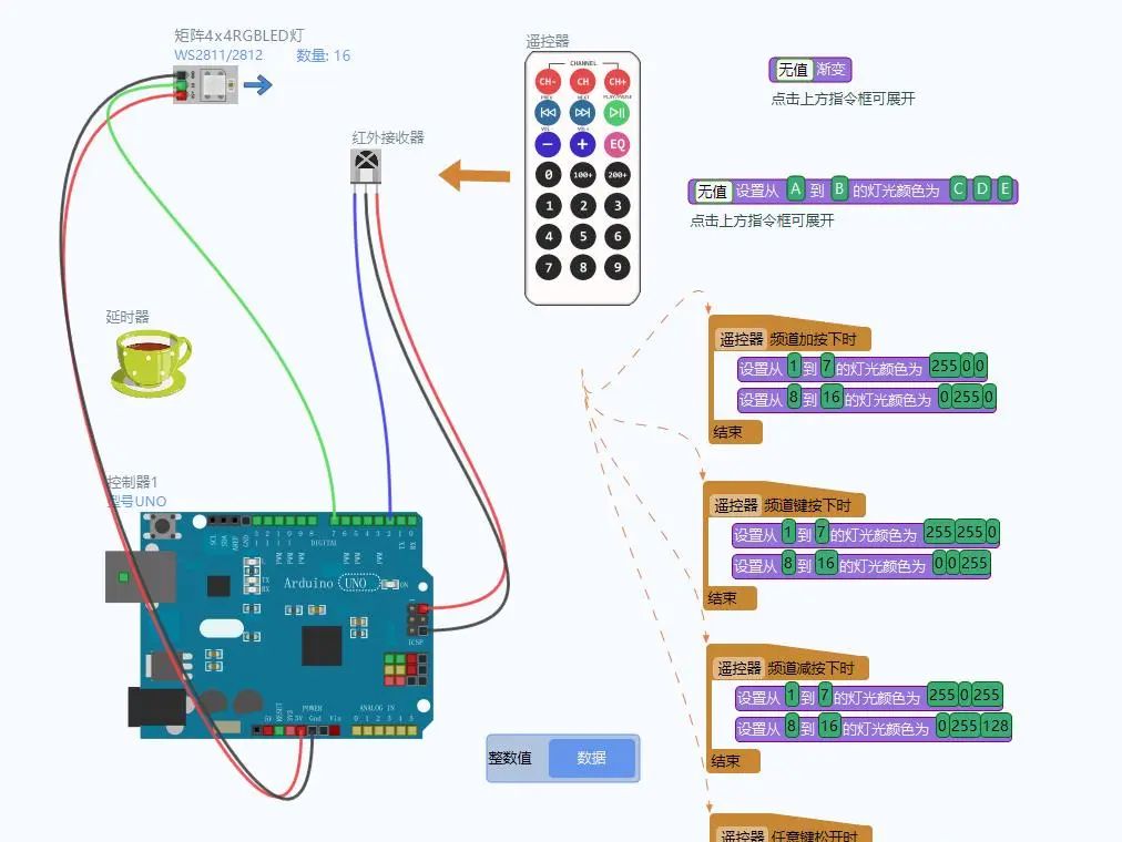 【雕爷学编程】Arduino动手做（86）---4*4位 WS2812 全彩模块