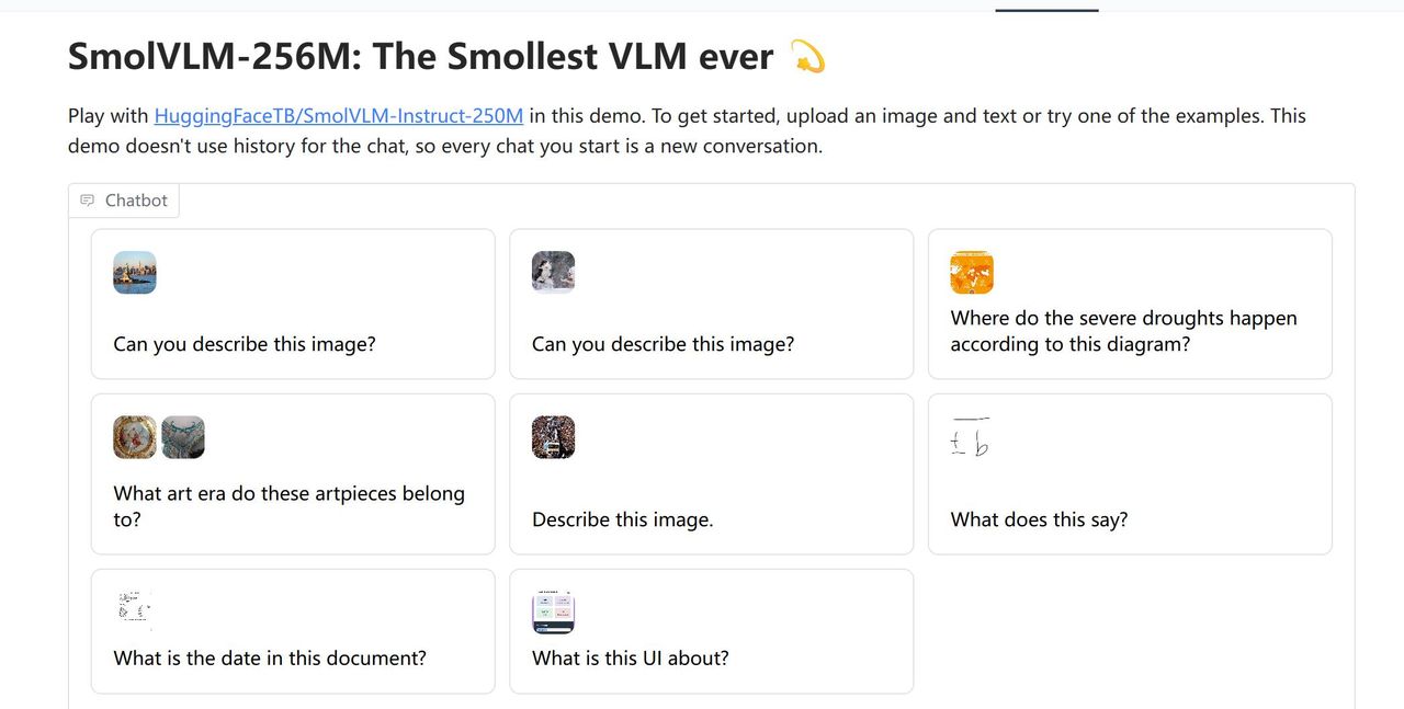 huggingface发布的一个轻量级视觉语言模型：SmolVLM