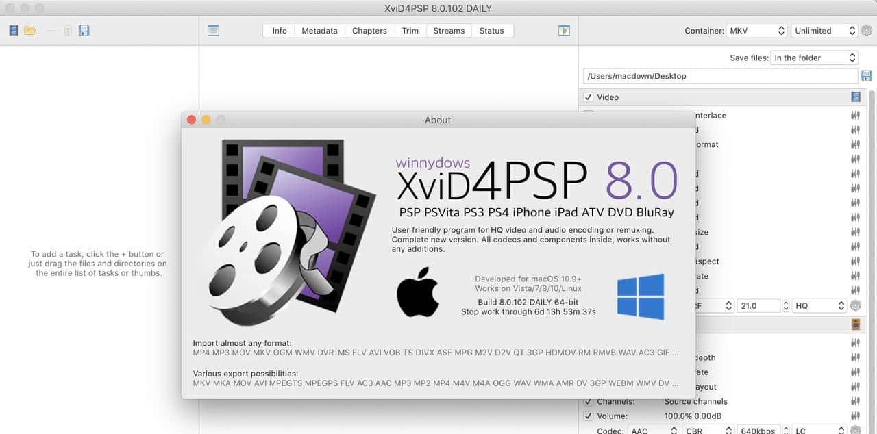 XviD4PSP for mac(多媒体文件格式转换器)