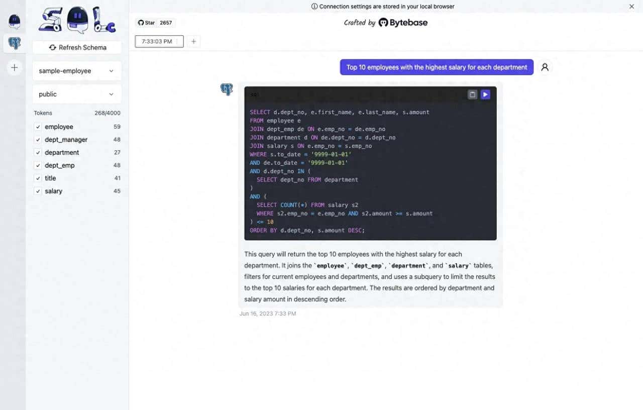 基于聊天的 SQL 客户端SQLChat用法及部署 - 宋马