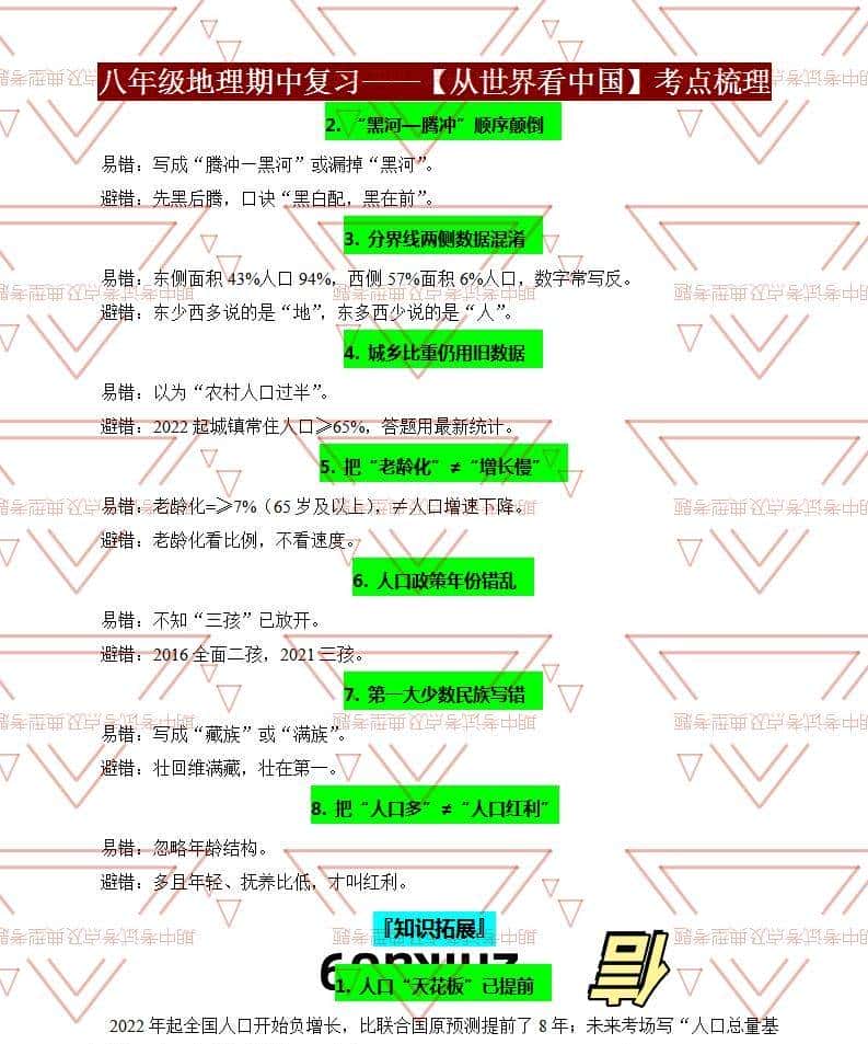 八年级地理期中必考点!从世界看中国提分秘籍,孩子轻松拿满分!