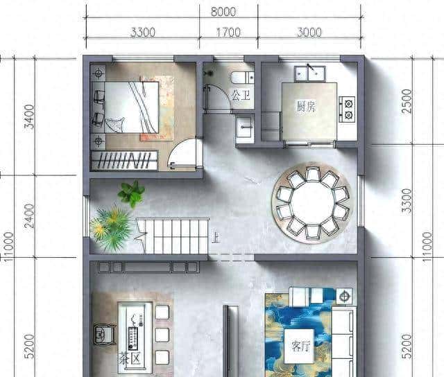 面宽8米，进深11米，三层自建房户型布局！ - 宋马
