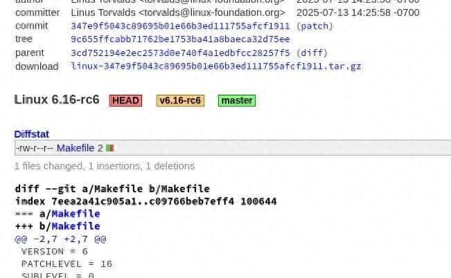Linux 6.16-rc6发布 包含瞬态调度程序攻击缓解措施和AMD Zen 2修复 - 宋马