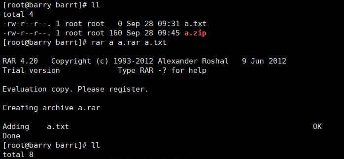 linux中打包、压缩、解压命令