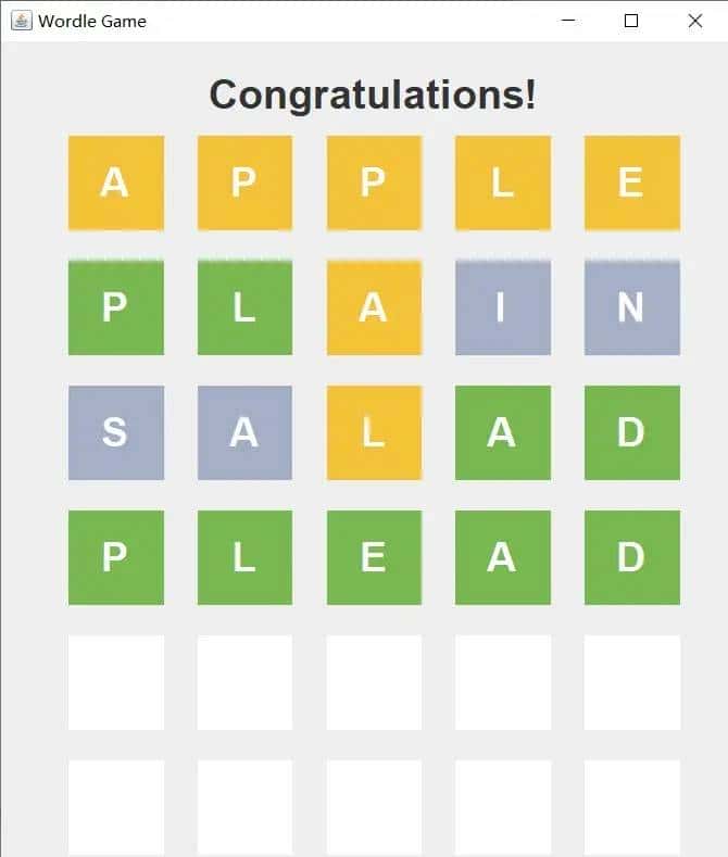Java swing wordle猜词游戏
