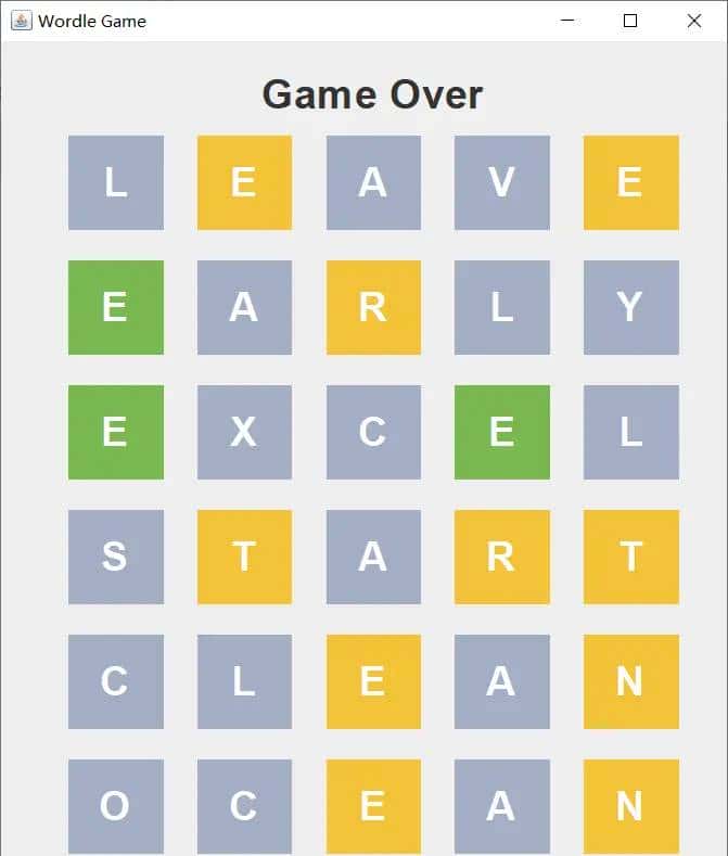 Java swing wordle猜词游戏