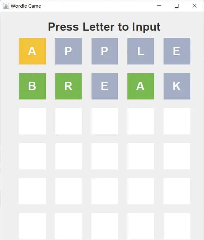 Java swing wordle猜词游戏