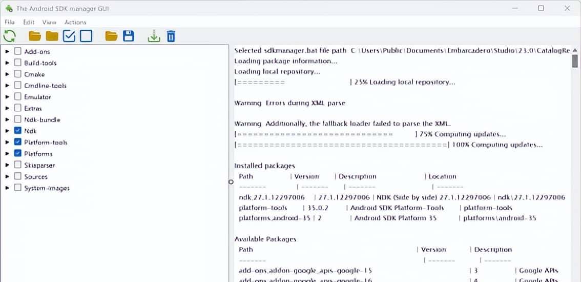 Delphi12.3中的Android SDK管理器GUI，开发安卓的利器 - 宋马