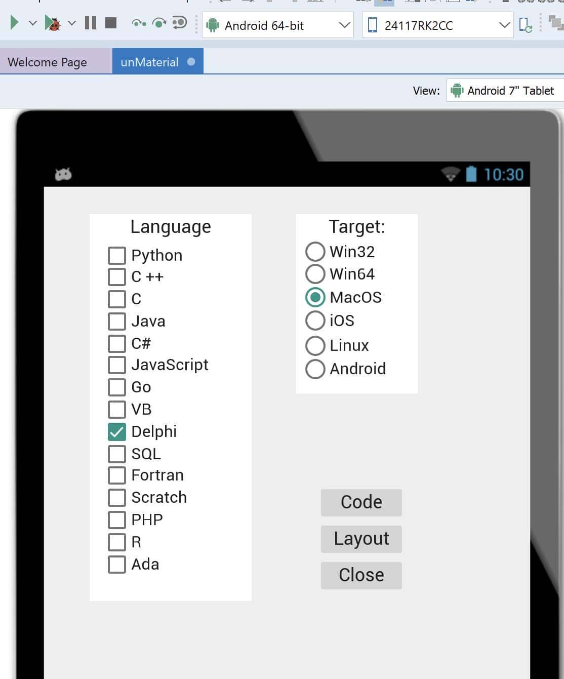 使用Delphi跨平台开发Android App