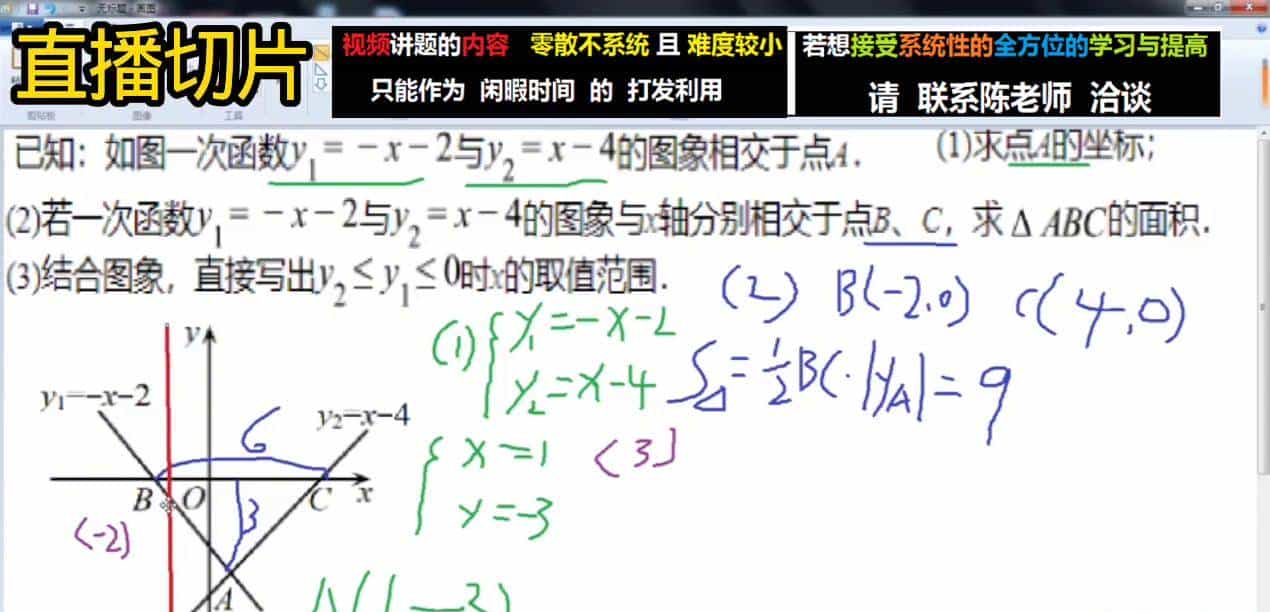 讲解 初二数学:一次函数,求X范围#泗阳尼古拉斯陈讲数学 - 宋马