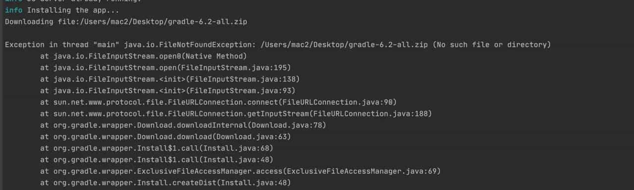 react-native.  Exception in thread "main" java.io.FileNotFoundException: /Users/mac2/Desktop/grad...
