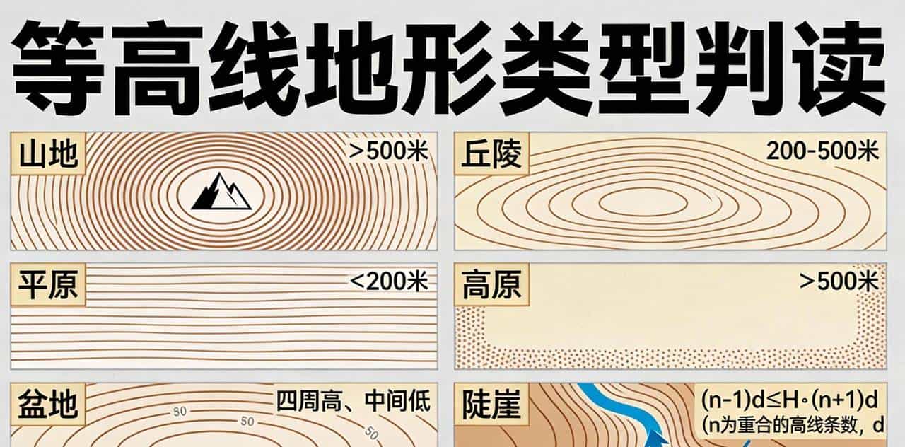 地理等值线：4步判读法通解等高、等压、等温线