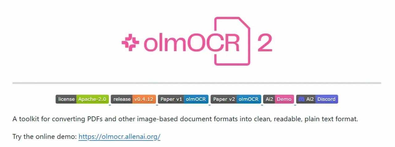 olmOCR：PDF转文本，复杂格式精准识别无压力