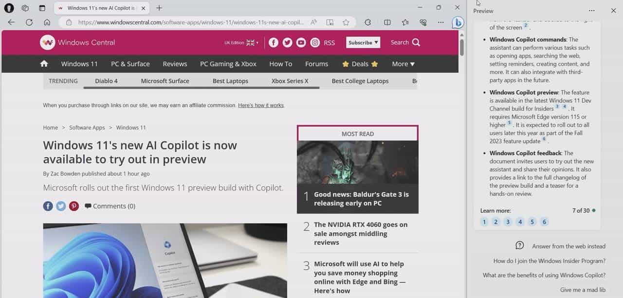 Windows11大更新！Copilot终于来临， 全面接入GPT-4｜附更新链接