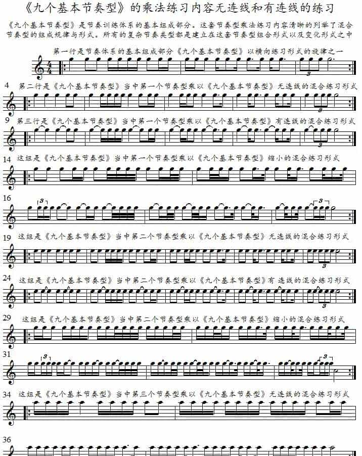 "Nine basic rhythm patterns" ---"Nine basic rhythm  type“ 《九个基本节奏型》的名称、特点、特性及练习要求介绍