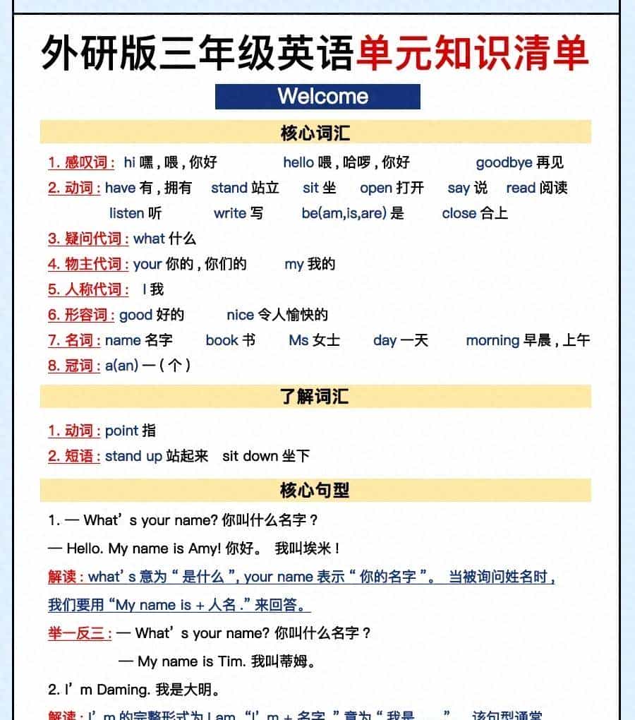 背就完事！三上英语核心考点全在这里了！