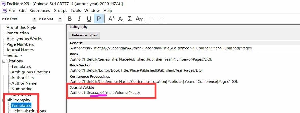 EndNote实现参考文献英文论文的中文作者拼音姓名显示名的第二个字首字母的方法
