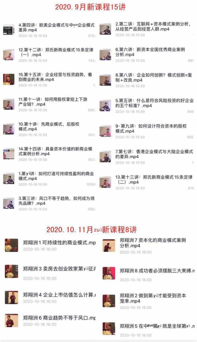 2020新郑翔洲视频课程全集59集商业模式教程199课程/工具包PPT