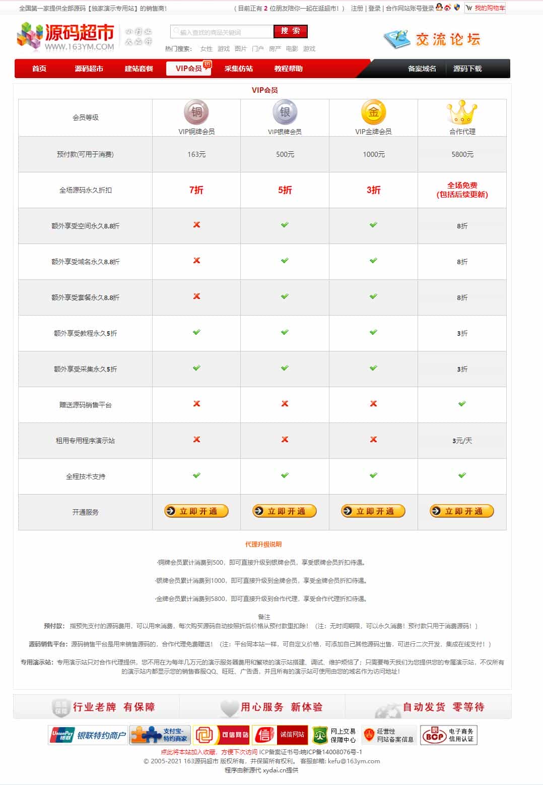 Ecshop仿163源码超市源码 虚拟资源交易网源码 商城源码