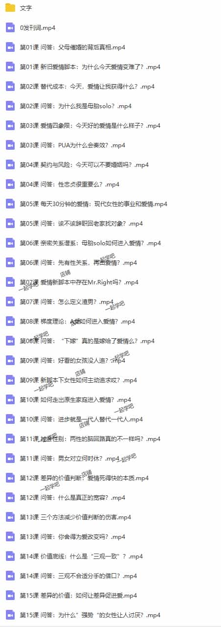 沈奕斐的社会学爱情思维课解读B站60节视频课程教程