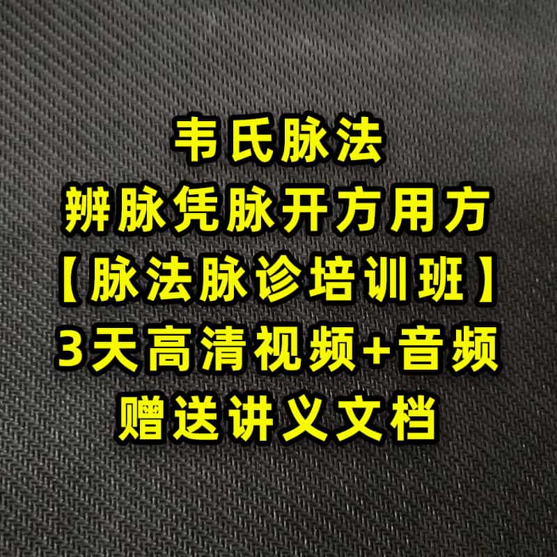 韦氏脉法脉诊培训班辨脉凭脉开方用方培训3天高清视频音频+讲义 - 宋马